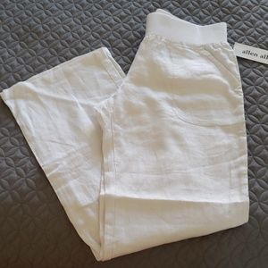 Medium white linen wide leg pants